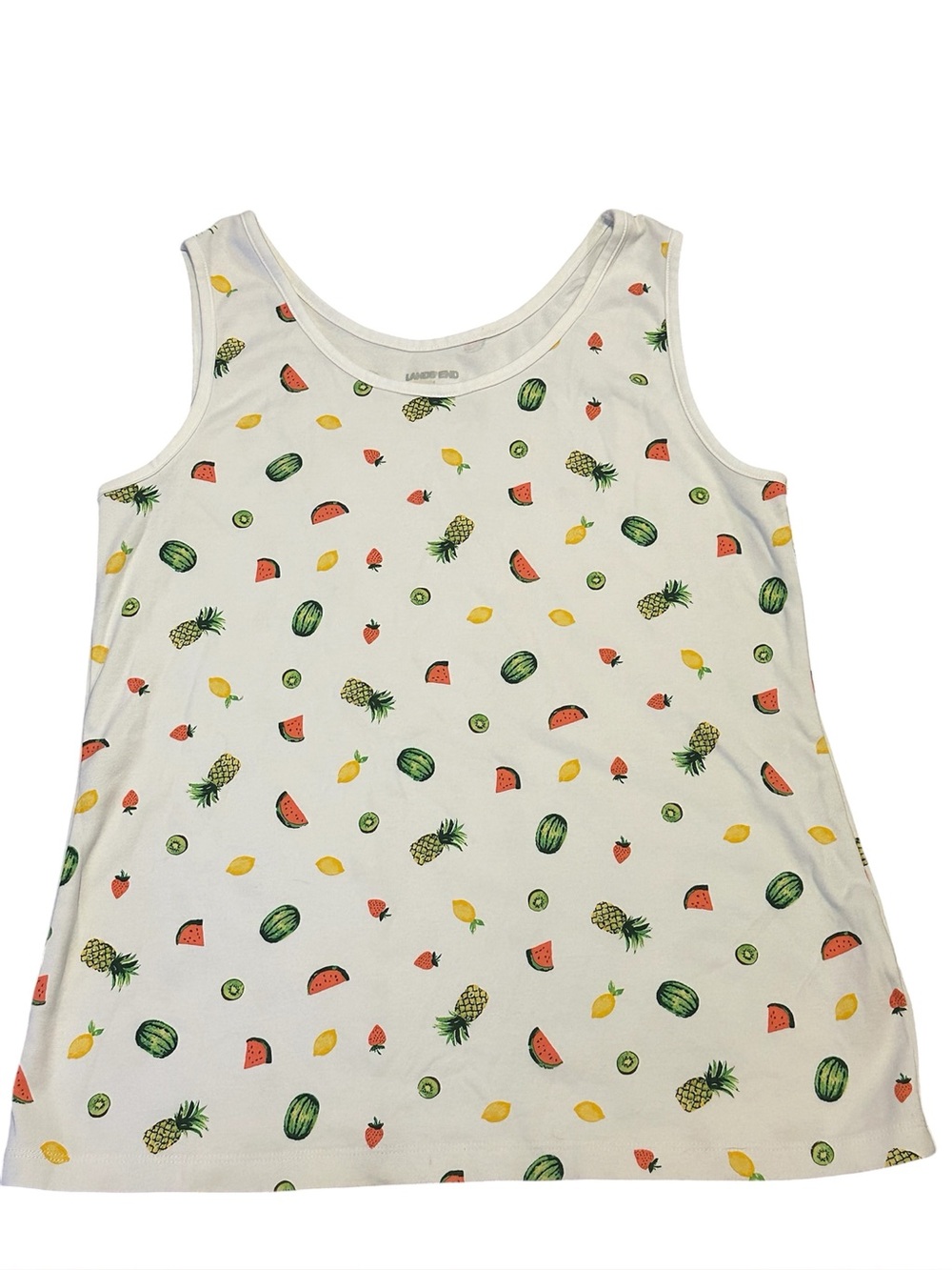 Lands End Women’s Medium White Fruit-Print Tank Top